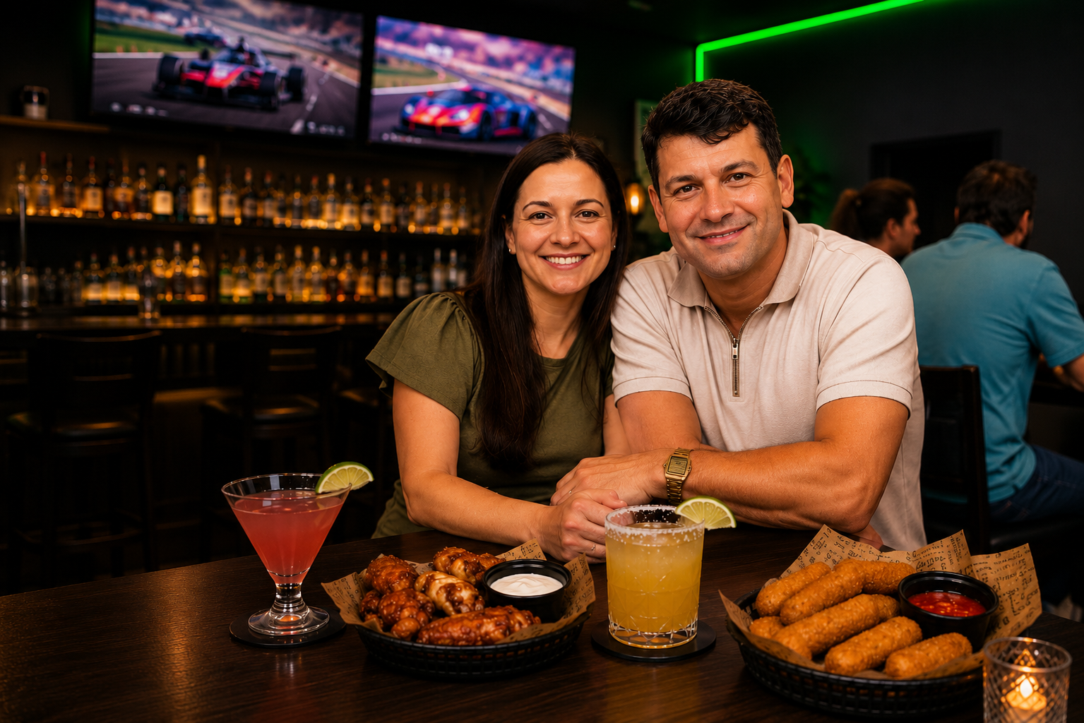 Date night with cocktails, food, and racing simulators at Simulation Zone in Lake Zurich