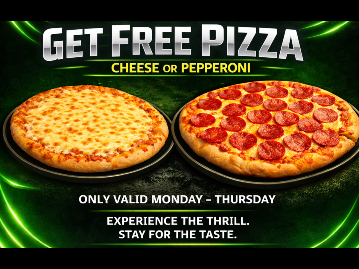 Buy 3 hours of racing or flight and get free pizza