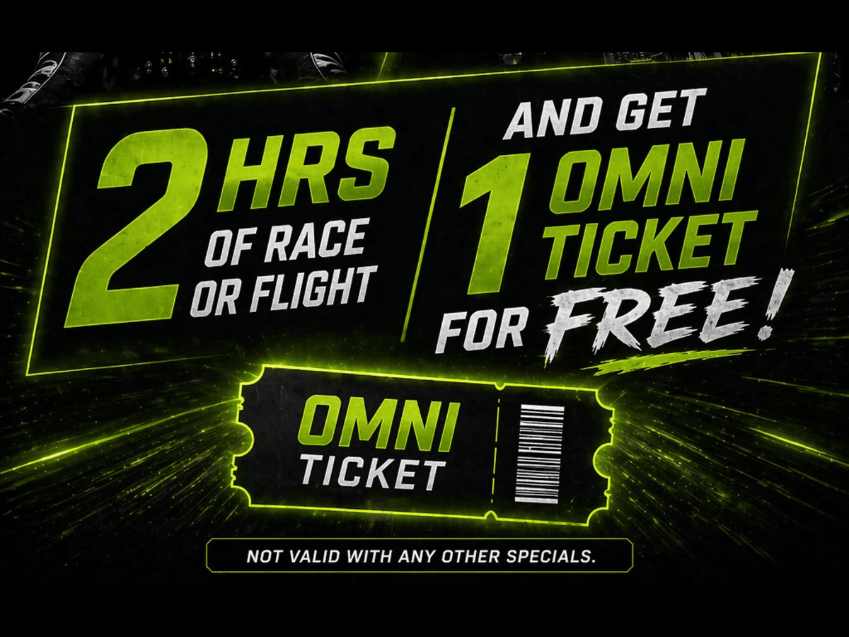 Friday Special - Buy 2 hours of race or flight and get 1 Omni ticket free