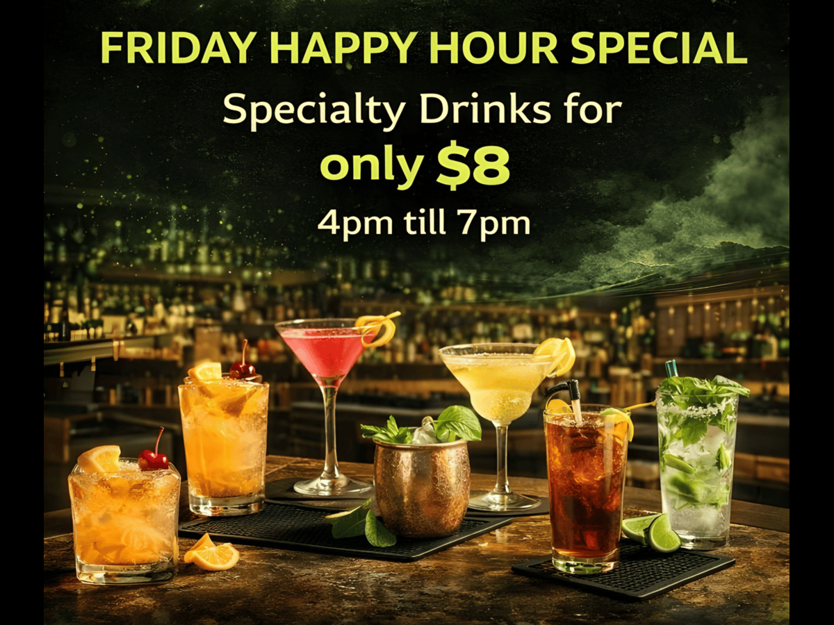 Friday happy hour specialty drinks at Simulation Zone